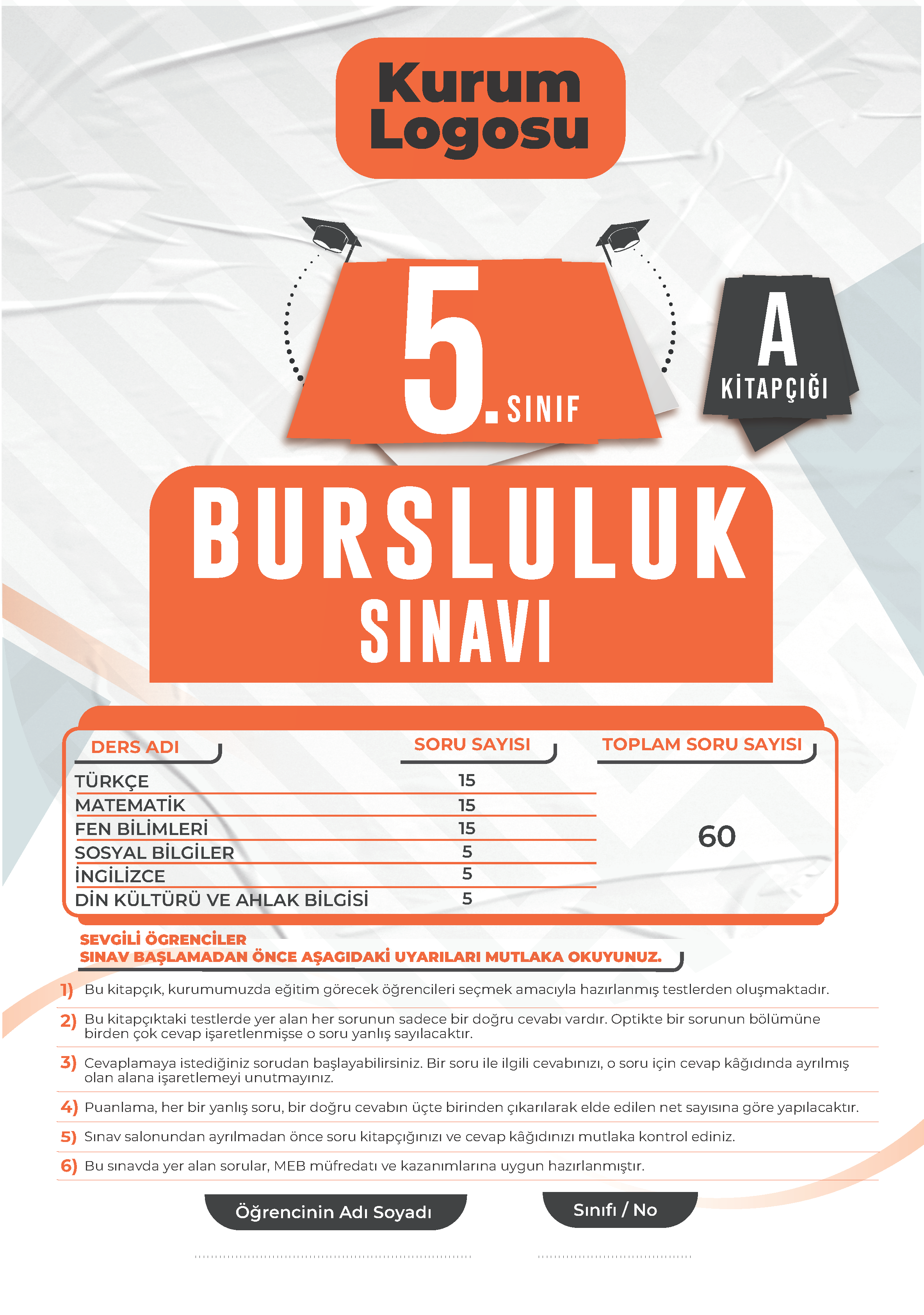5. Sınıf Turuncu Seri Bursluluk Sınavı