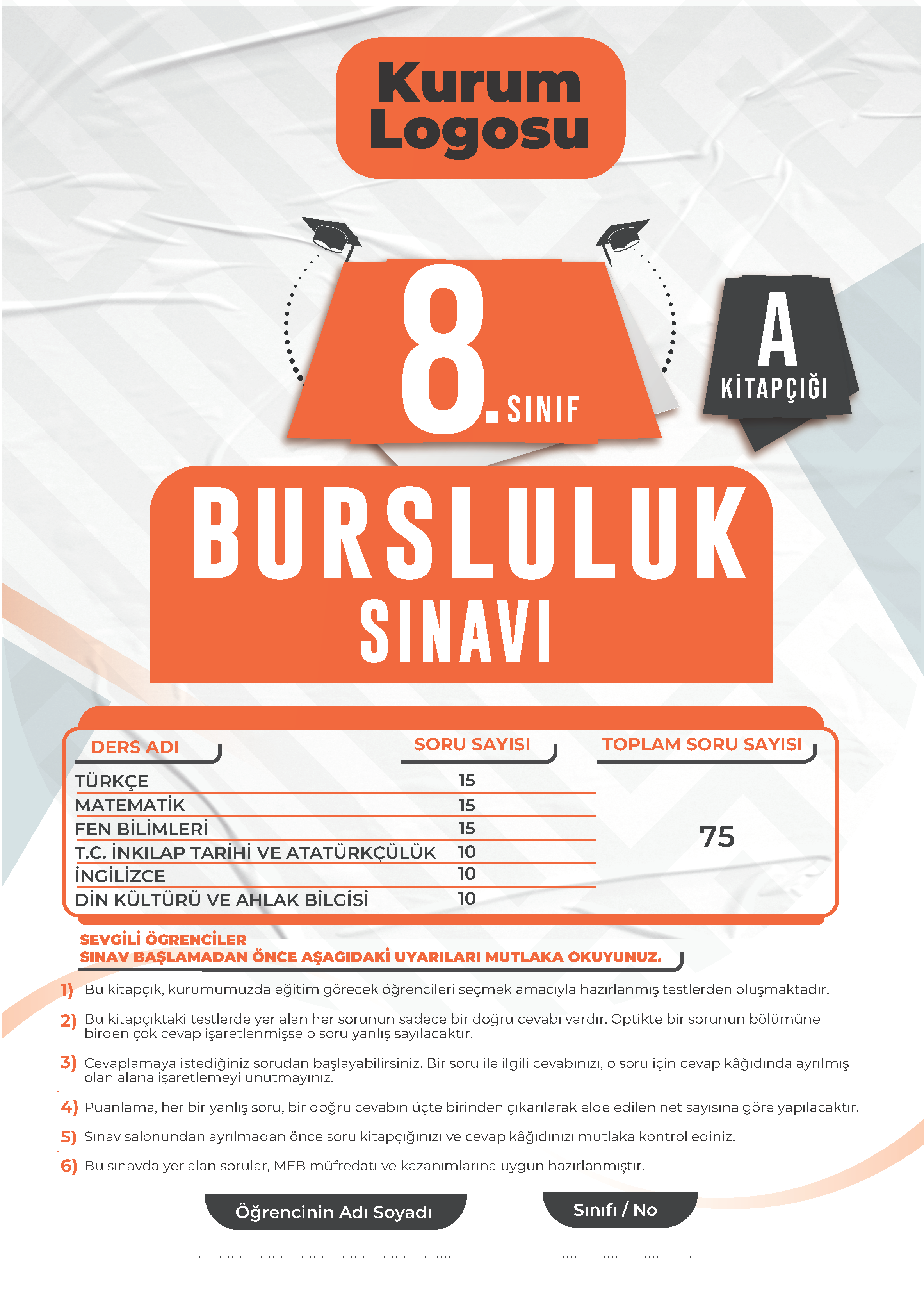 8. Sınıf Turuncu Seri Bursluluk Sınavı